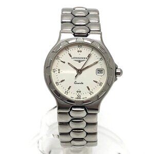LONGINES 4019 Conquest Quartz watch round face Wristwatch SS Silver